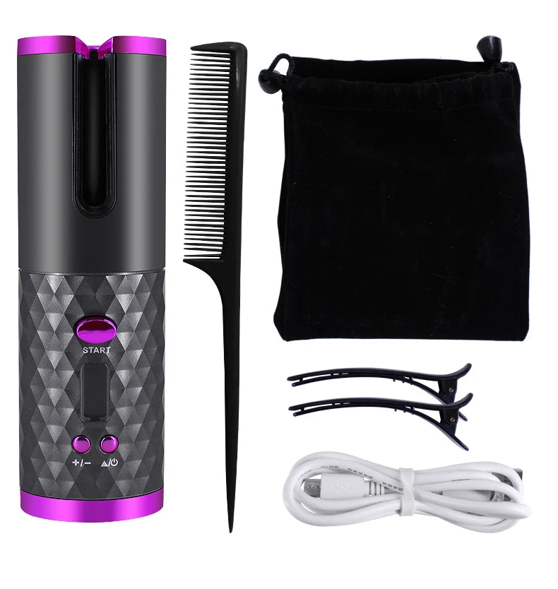 Fer à friser automatique sans fil Portable, 3 Options de couleur, chargeur USB,  Anti-brûlure pour le coiffage