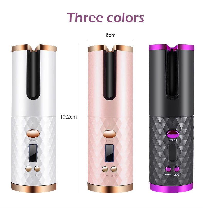 Fer à friser automatique sans fil Portable, 3 Options de couleur, chargeur USB,  Anti-brûlure pour le coiffage