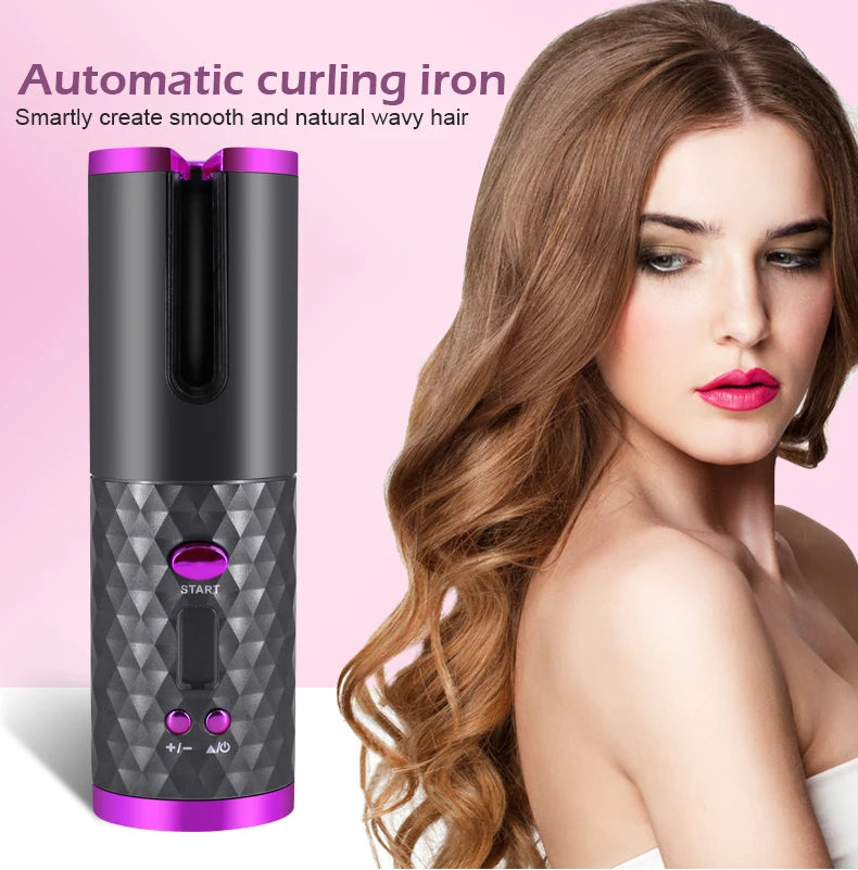 Fer à friser automatique sans fil Portable, 3 Options de couleur, chargeur USB,  Anti-brûlure pour le coiffage