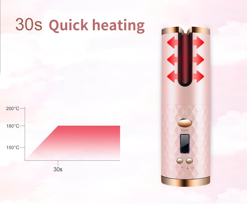 Fer à friser automatique sans fil Portable, 3 Options de couleur, chargeur USB,  Anti-brûlure pour le coiffage
