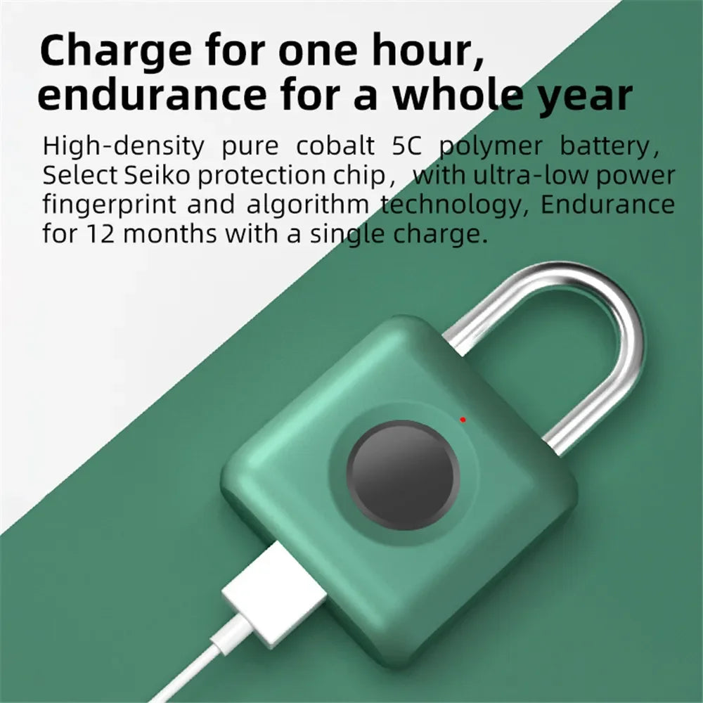 Mini serrure intelligente à empreintes digitales, déverrouillage rapide, sans clé, porte Rechargeable par USB, serrure à empreintes digitales pour fixation rétractable et mécanisme d'attache de sécurité