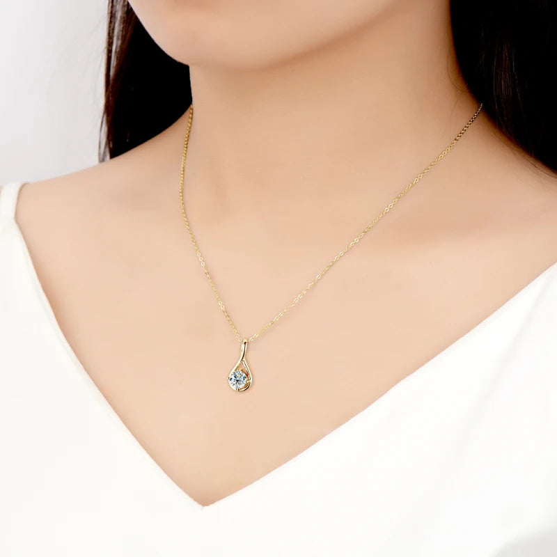 Lnngy 8mm 2.0ct Moissanite collier S925 en argent Sterling pendentif colliers pour femmes exquise cadena plata 925 bijoux de mariage
