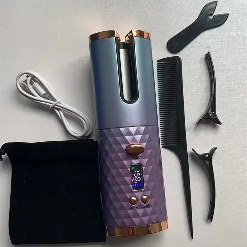 Fer à friser automatique sans fil Portable, 3 Options de couleur, chargeur USB,  Anti-brûlure pour le coiffage