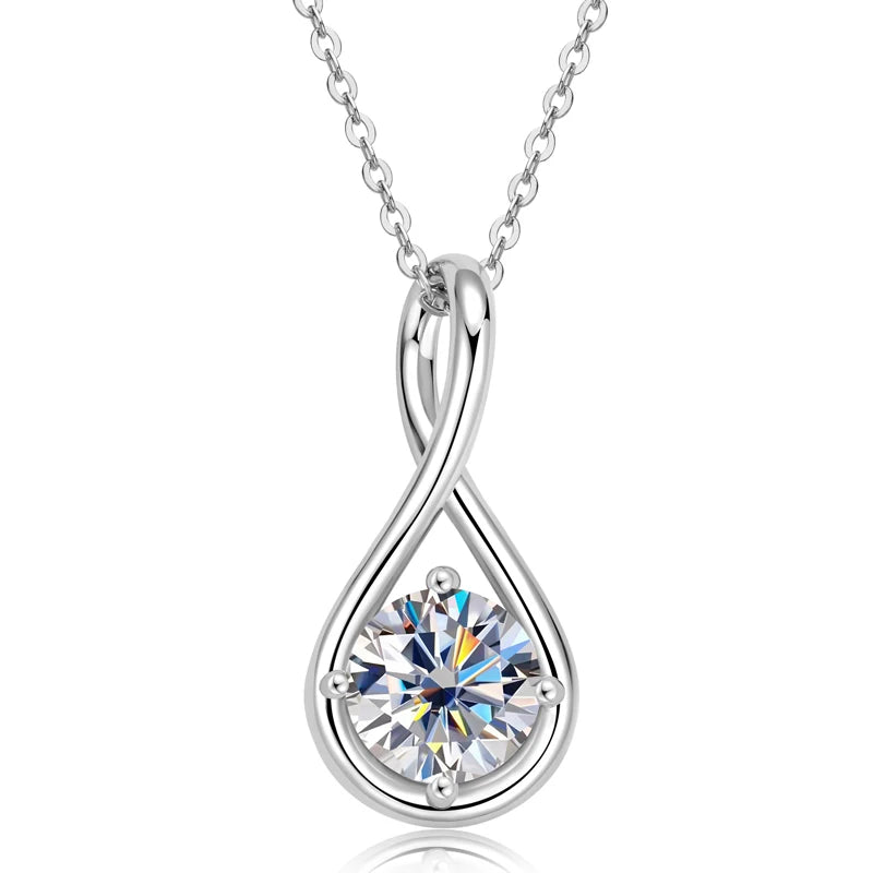 Lnngy 8mm 2.0ct Moissanite collier S925 en argent Sterling pendentif colliers pour femmes exquise cadena plata 925 bijoux de mariage
