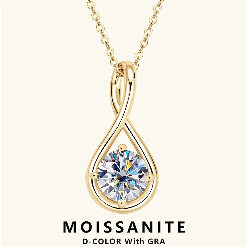 Lnngy 8mm 2.0ct Moissanite collier S925 en argent Sterling pendentif colliers pour femmes exquise cadena plata 925 bijoux de mariage