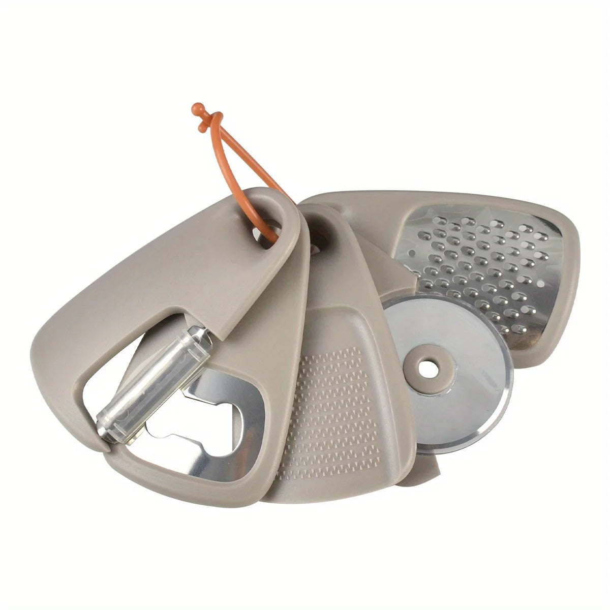 Ensemble d'ustensiles de cuisine 5 pièces, outils de cuisine empilables pour économiser de l'espace, pour usage domestique, accessoires de camping-car (gris)