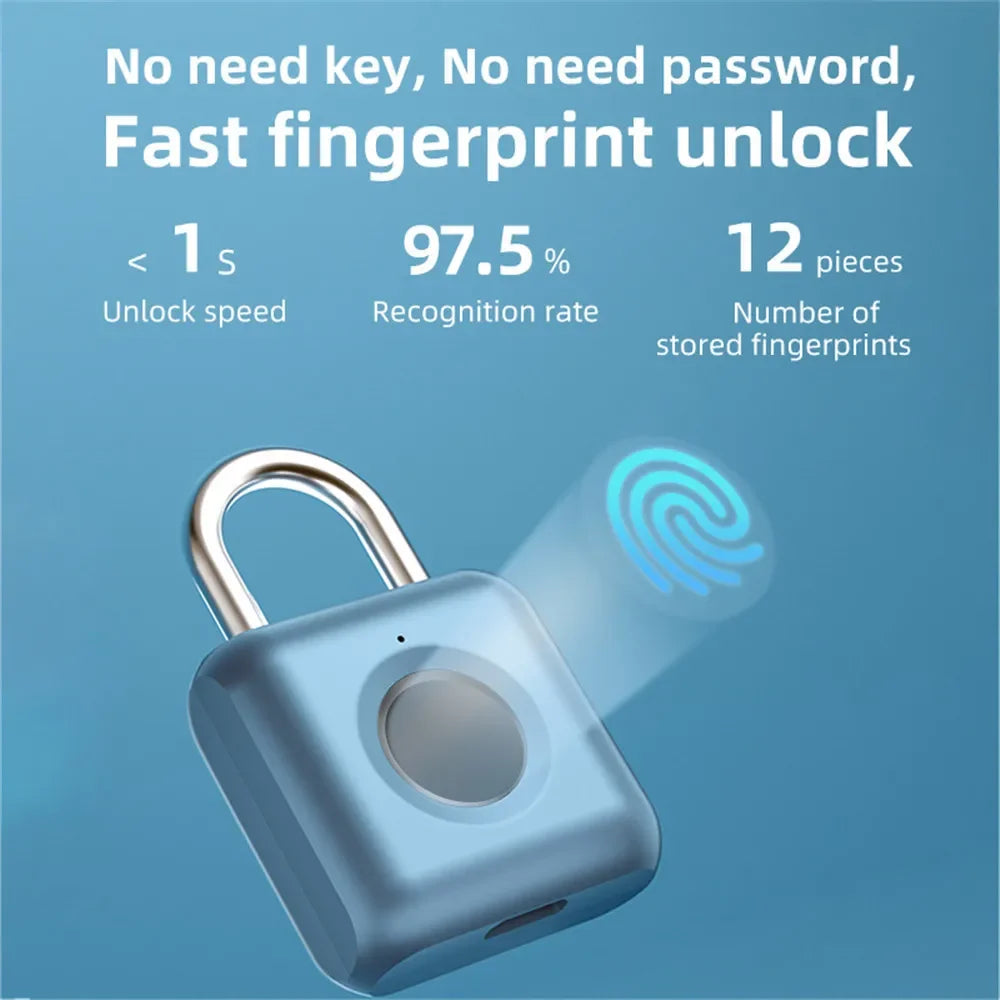 Mini serrure intelligente à empreintes digitales, déverrouillage rapide, sans clé, porte Rechargeable par USB, serrure à empreintes digitales pour fixation rétractable et mécanisme d'attache de sécurité