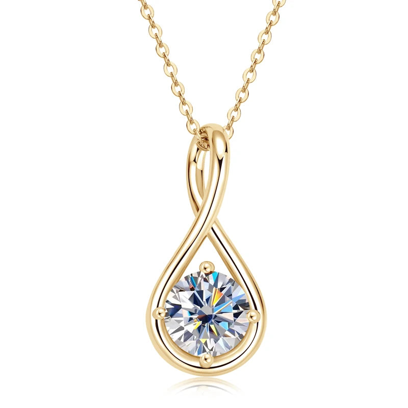 Lnngy 8mm 2.0ct Moissanite collier S925 en argent Sterling pendentif colliers pour femmes exquise cadena plata 925 bijoux de mariage